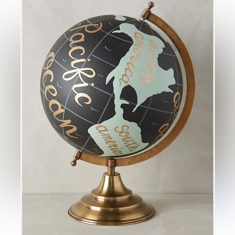 Anthropologie Wanderlust Hand Painted Globe Medium Size